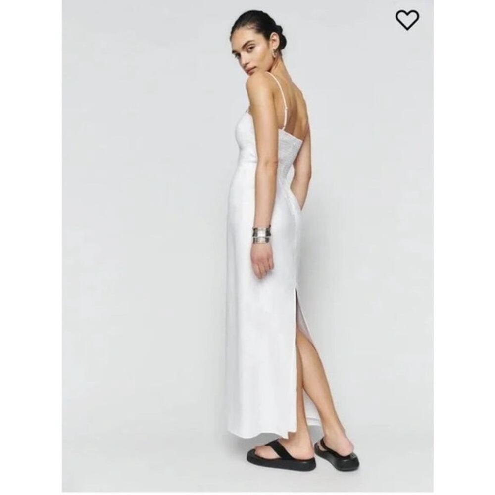 Reformation Frankie Linen Dress in White Maxi Dress Adjustable Straps size 10 - Picture 5 of 12